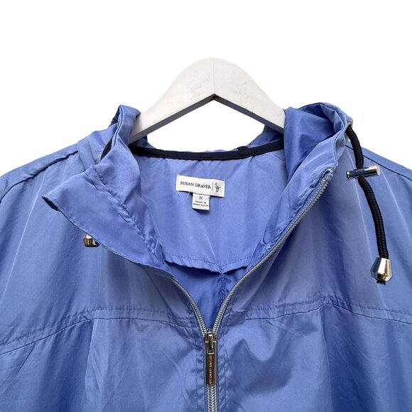Susan Graver Windbreaker Jacket Plus Size 1X Purple Light Anorak Packable Hooded - Picture 6 of 11